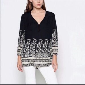 JOIE Riva Silk floral printed caviar blouse S